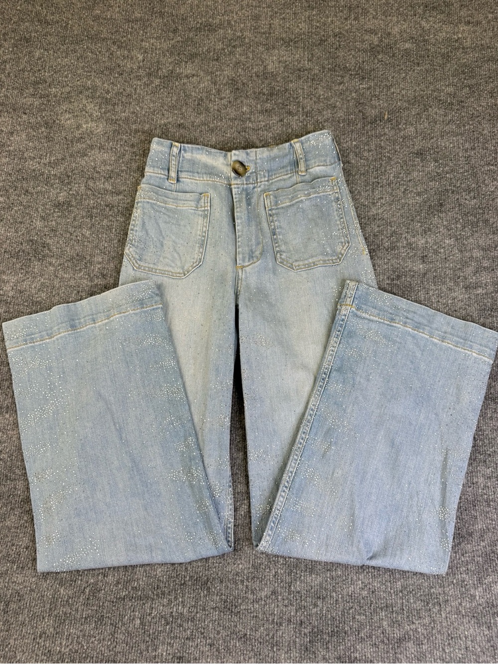 Anthropologie Maeve Colette Sparkle Jeans Size 23 High Rise Wide Leg